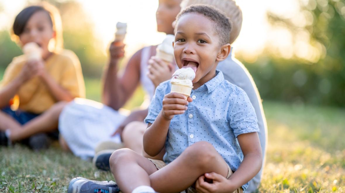 Kids enjoying ice cream
